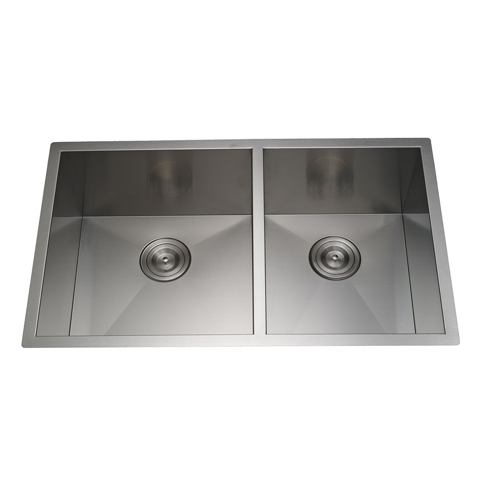 60/40 Undermount en acier inoxydable Double bol - angle droit